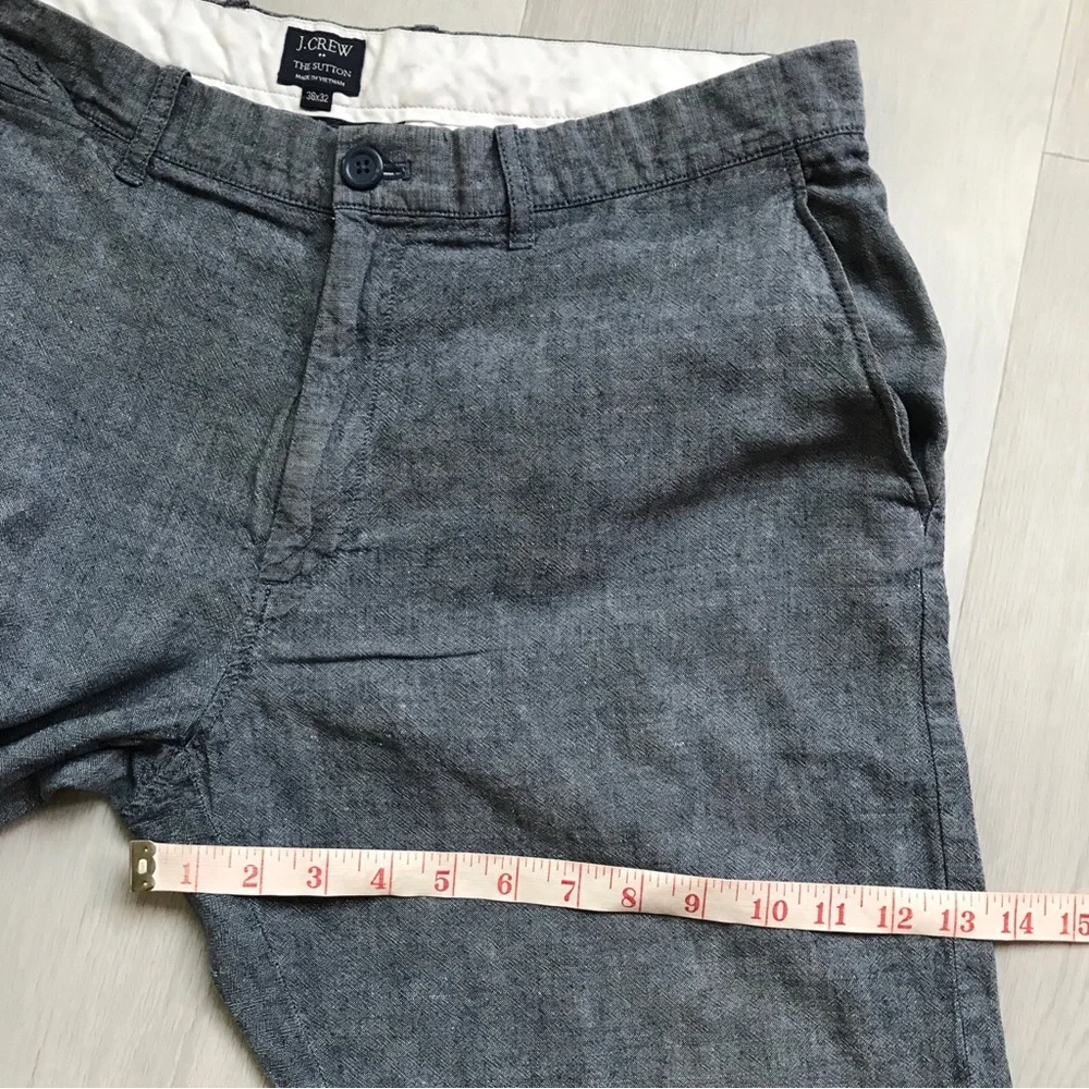 J CREW GRAY LINEN THE SUTTON PANTS STRAIGHT LEG FLAT FRONT MENS 36